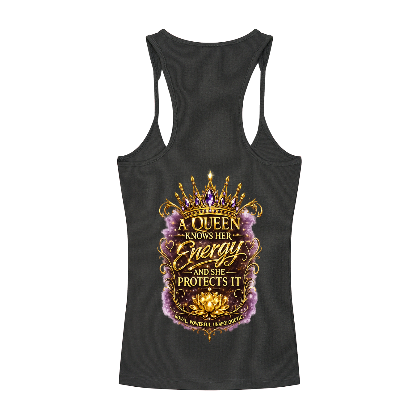 "Queen's Don't" Slim Fit Ribbed Racerback Tank Top
