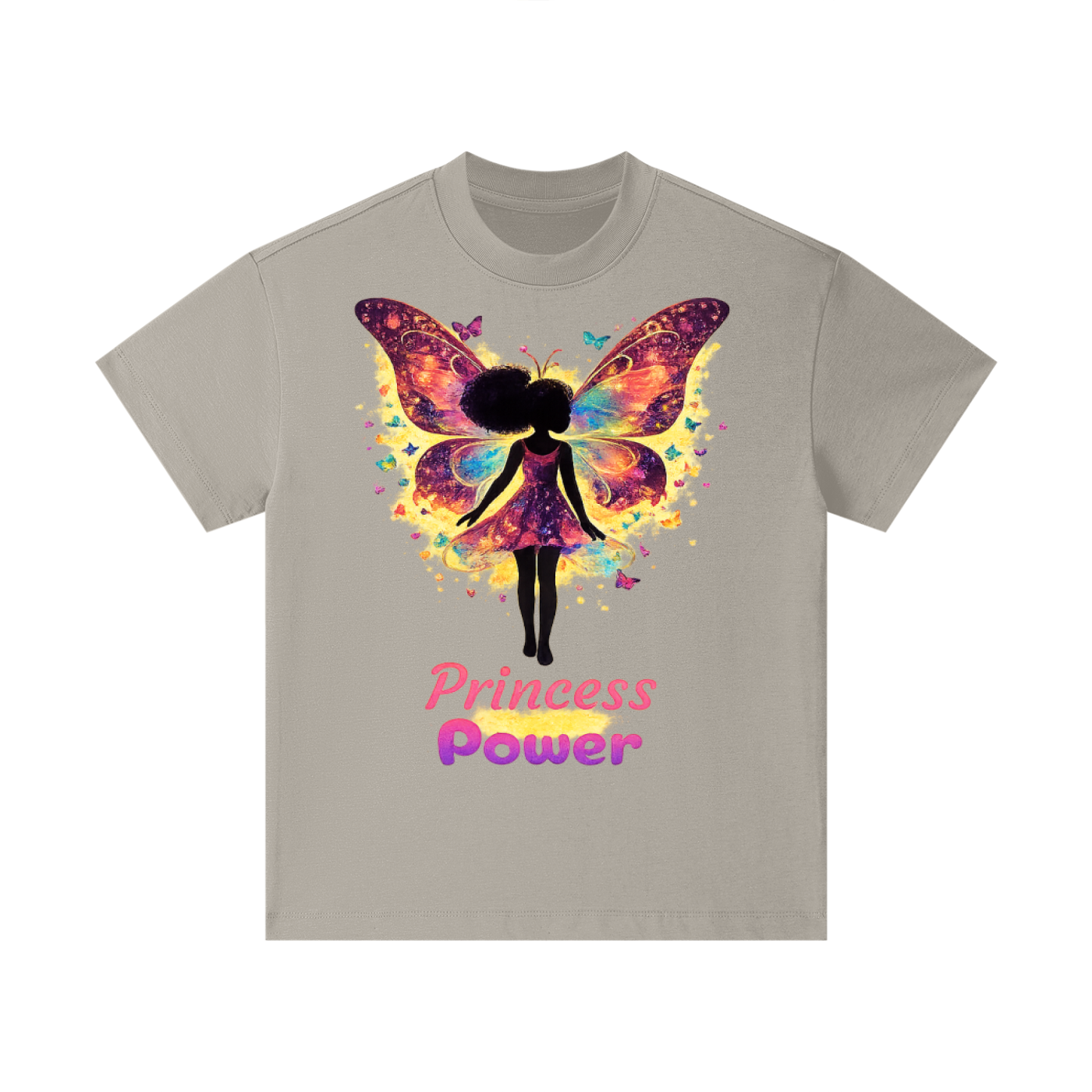 Girl's Princess Power T-Shirt – Cream Silhouette Design