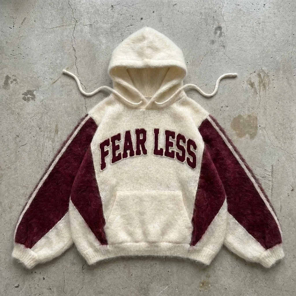 Fearless – Textured Contrast Knit Hoodie