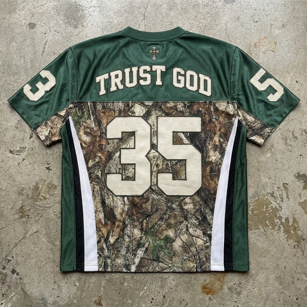 Trust God 35 Camo Football Jersey