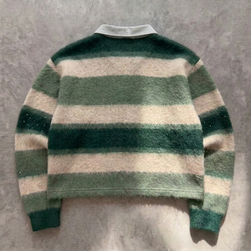 Beloved Ivy - Premium Green Stripe Polo Sweater