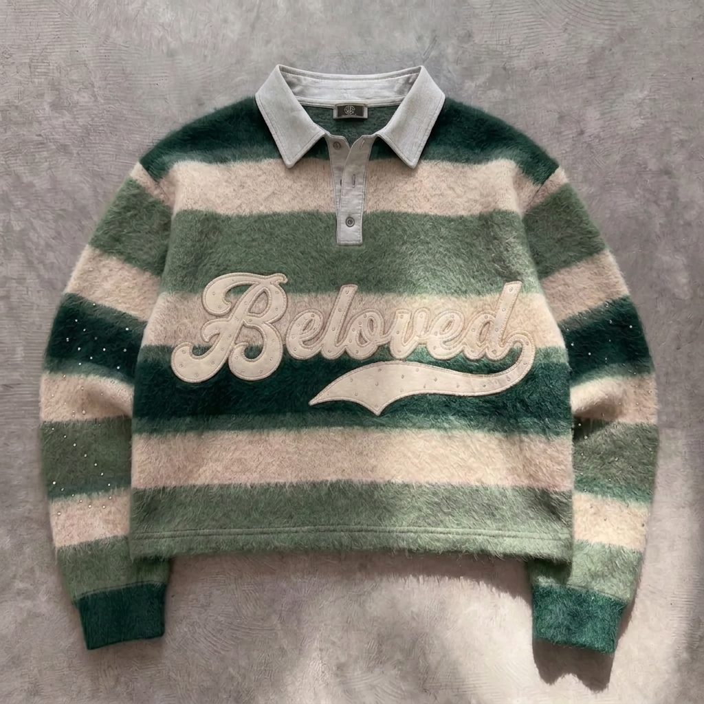 Beloved Ivy - Premium Green Stripe Polo Sweater