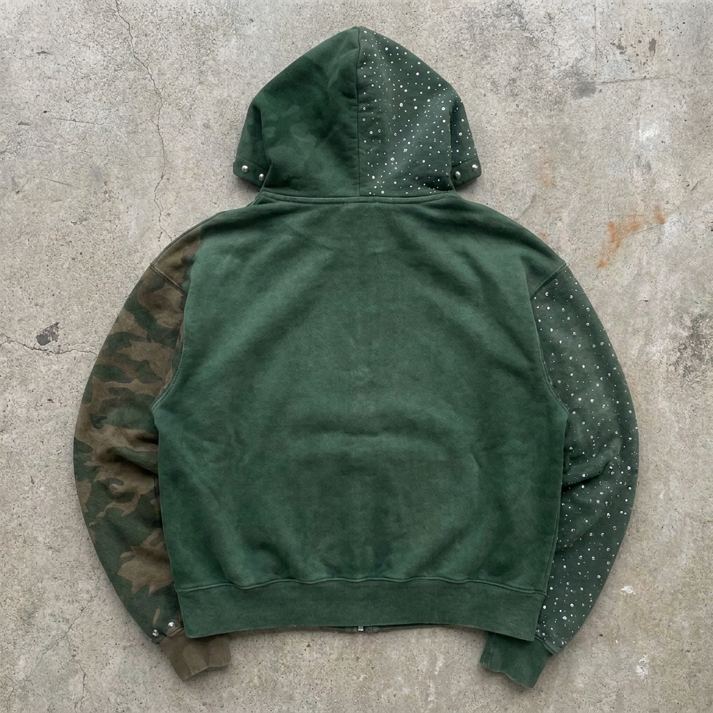 Trust God Rhinestone Camo Zip Hoodie