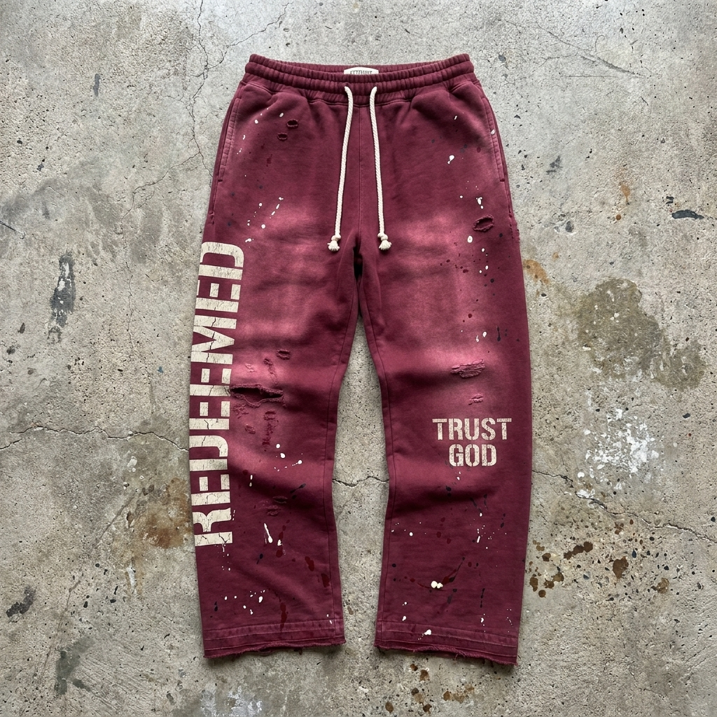 Redeemed Proverbs 3:5 Distressed Sweatpants