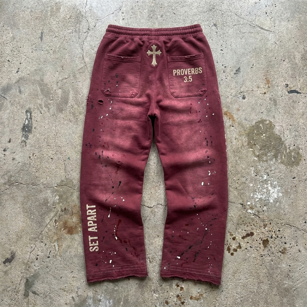 Redeemed Proverbs 3:5 Distressed Sweatpants