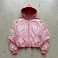 Believer – Embroidered Floral Zip Hoodie