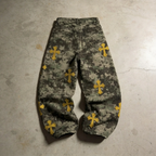 Digital Warfare – Embroidered Camo Denim Pants