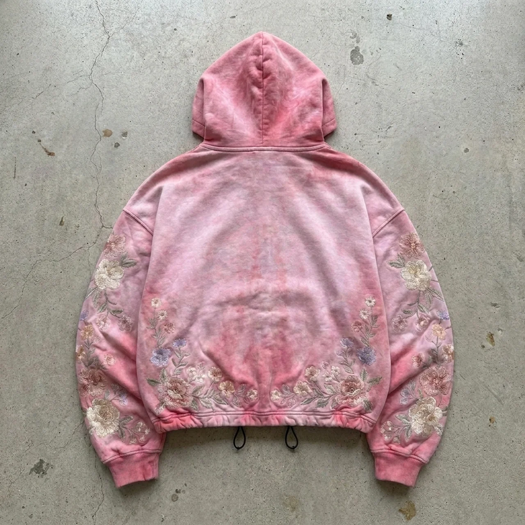Believer – Embroidered Floral Zip Hoodie