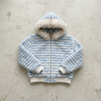 Arctic Drift – Fur Trim Striped Hoodie