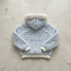Arctic Drift – Fur Trim Striped Hoodie