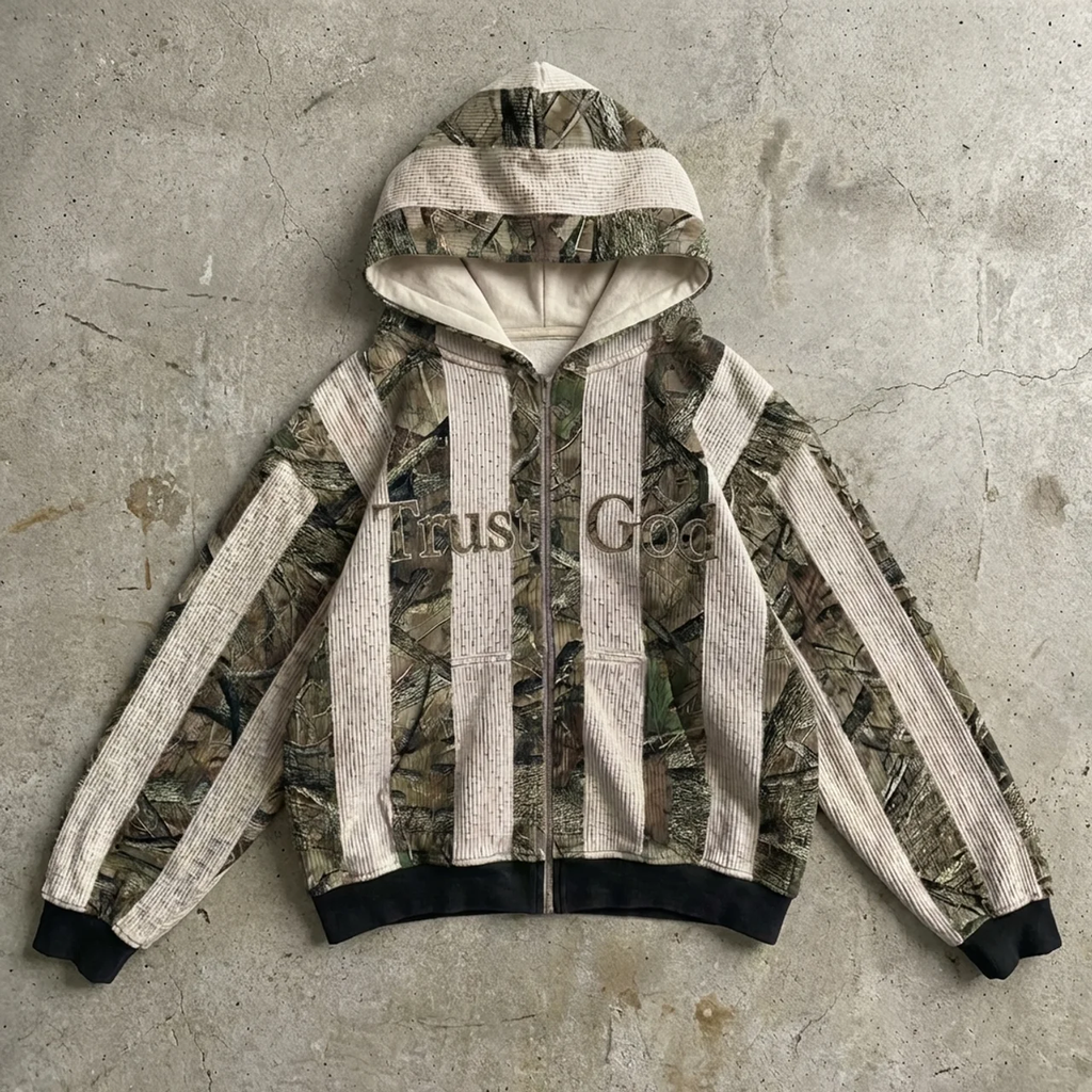 Faith Terrain – Striped Camo Embroidered Hoodie